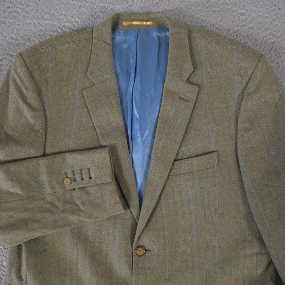 Harvie & Hudson Sport Coat Men 44R Windowpane Surgeon Cuff Reid & Taylor Stretch
